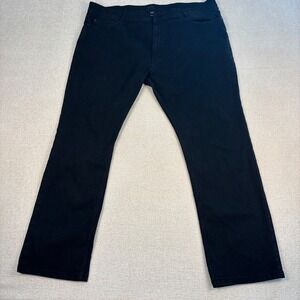 Image Mens Black Straight Leg Denim Jeans 42x32 Cotton Blend Stretch 5-pocket
